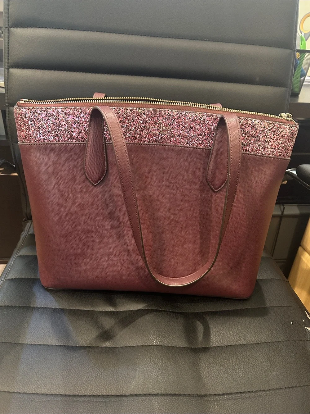 kate spade Burgundy Tote with Sparkle Trim